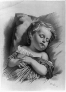 Baby sleeping - public domain graphic from Library of Congress